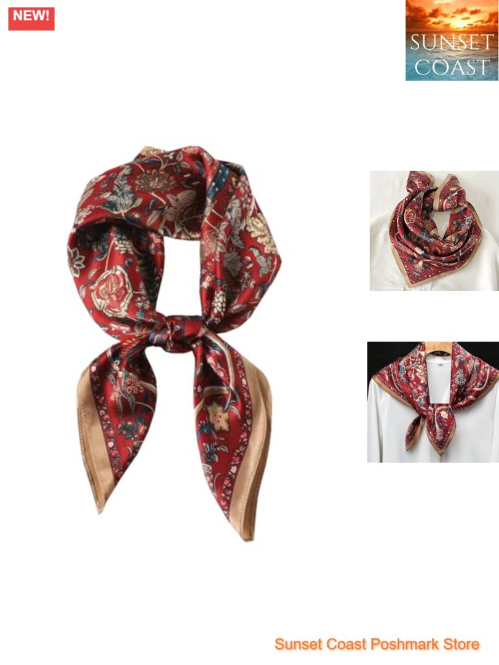 100% Mulberry Silk Square Scarf 25.6" Hair Head Neck Wrap Neckerchief